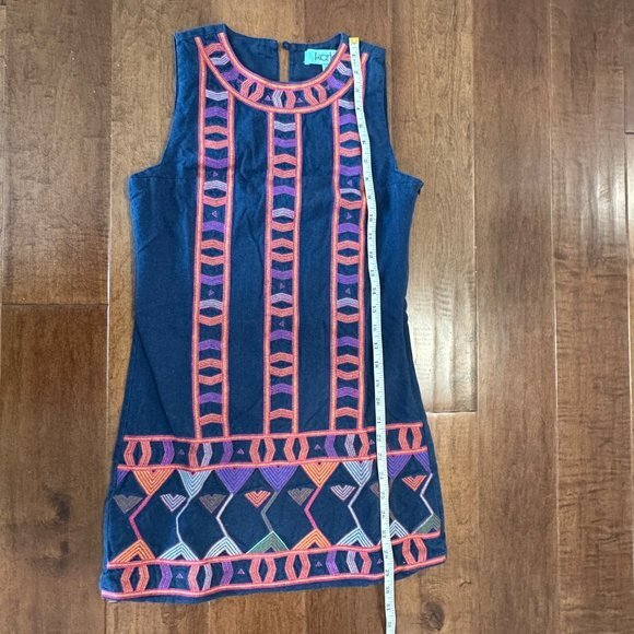 Karlie Denim Lined Dress Aztec Pattern Blue, Women Small - Picture 5 of 8